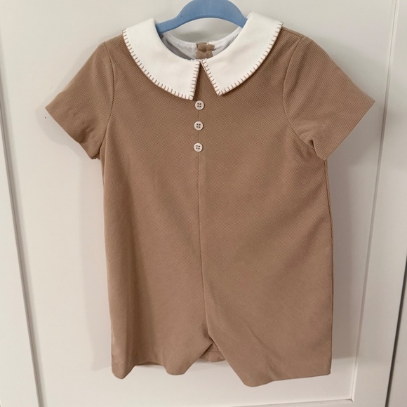 Edgehill Collection Beige Peter Pan Collar Corduroy Jon Jon Shortall, 12M, NWT - Picture 5 of 5